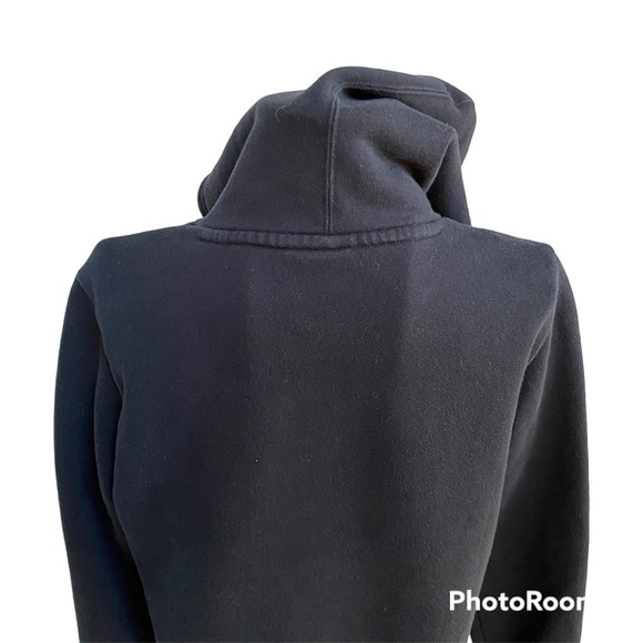 Puma Fleece Lined Embroidered Script Logo Black Kangaroo Pocket Hoodie Size M - Picture 4 of 9